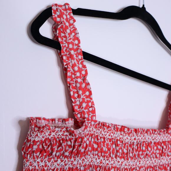 FRENCH CONNECTION Elao Rhodes Poplin Smocked Top Hibiscus in Pink Women's 12 - Picture 7 of 11